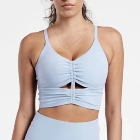 Athleta NWT Cinch Longline Bra A-C Cup XL Dusty Blue Power Vita Retail $59 - Picture 1 of 14